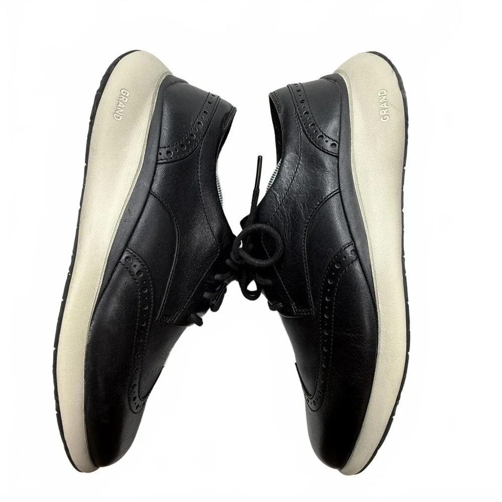 Men's Black Leather Cole Haan Grand Wingtip Oxford Dress‎ Shoes size 9